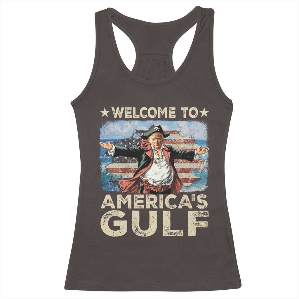 America's Gulf Mexico Racerback Tank Top Presdent Trump Pirate TS10 Dark Chocolate Print Your Wear