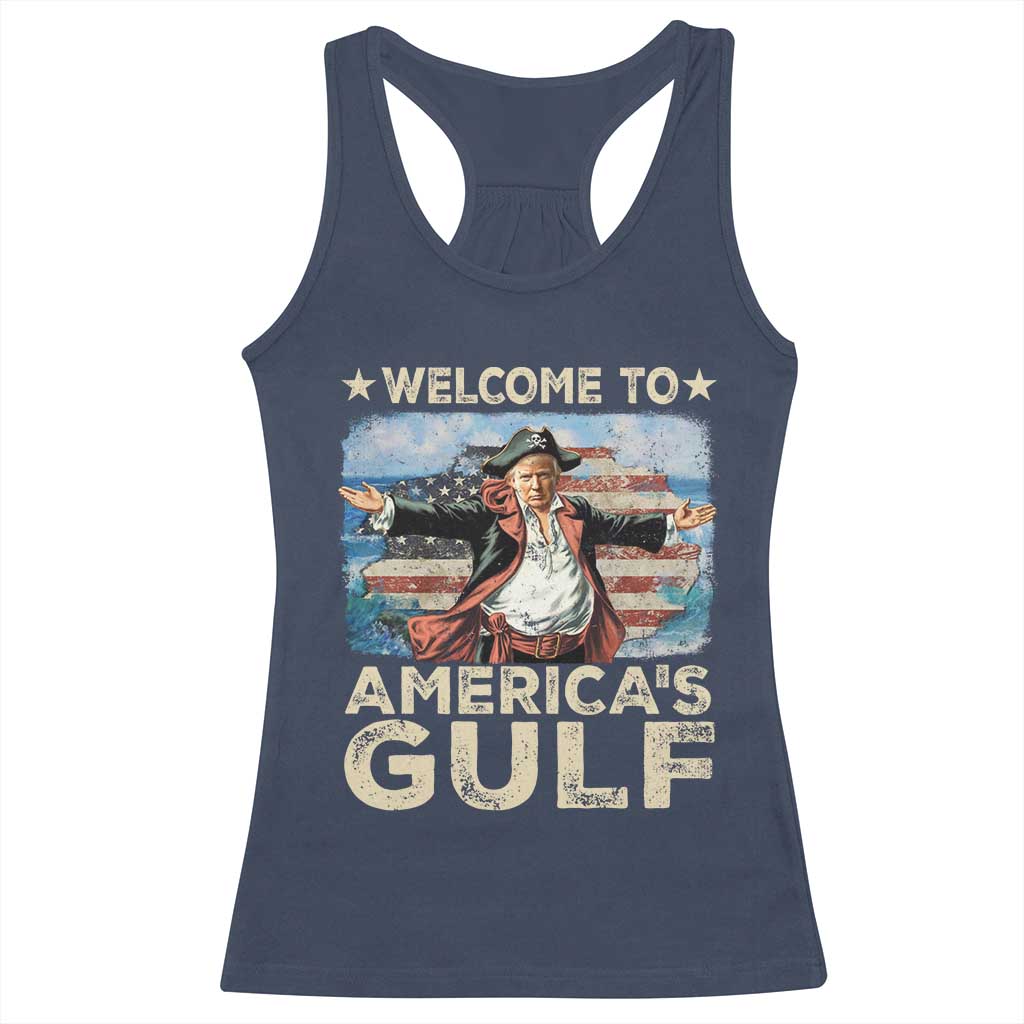 America's Gulf Mexico Racerback Tank Top Presdent Trump Pirate TS10 Navy Print Your Wear