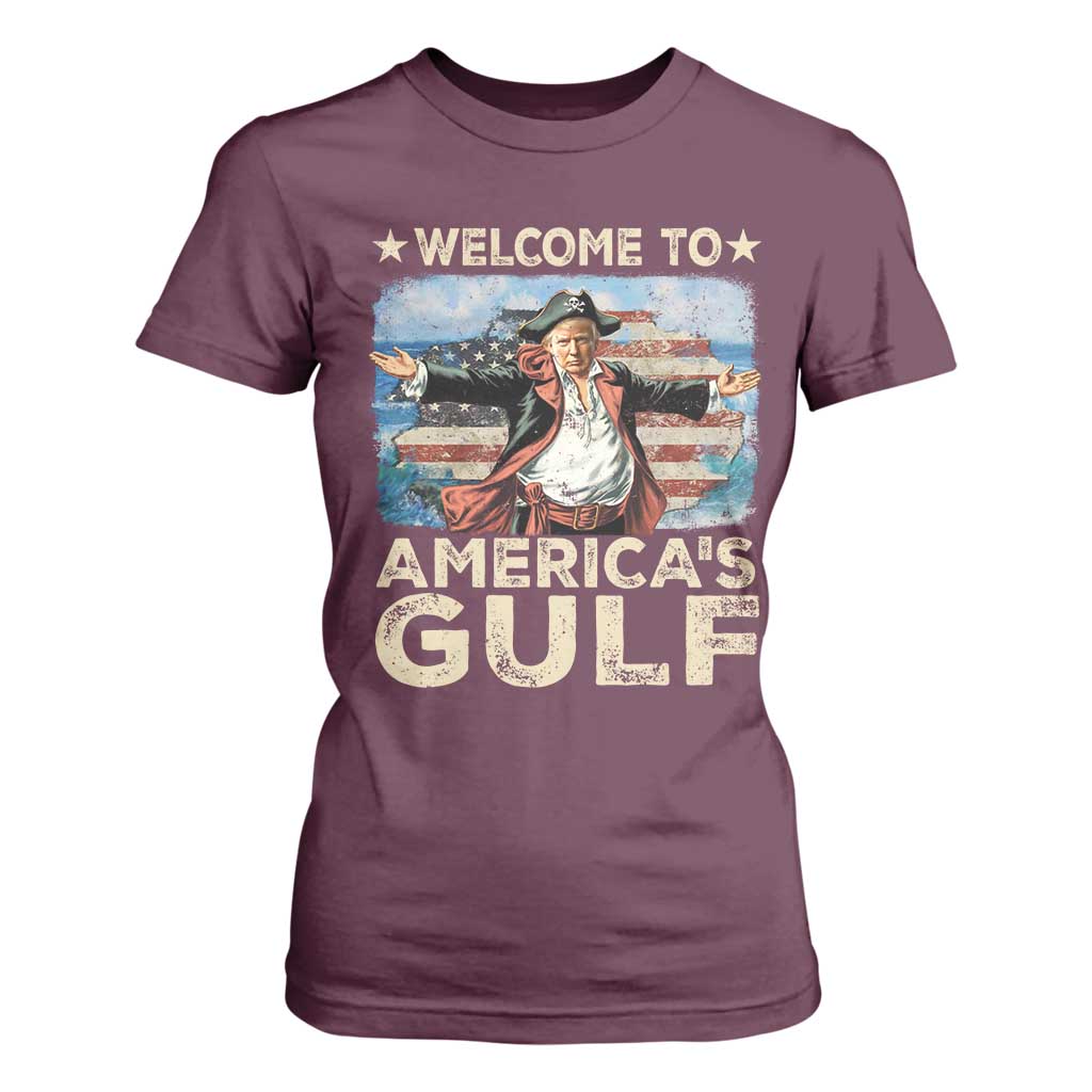 America's Gulf Mexico T Shirt For Women Presdent Trump Pirate TS10 Maroon Print Your Wear
