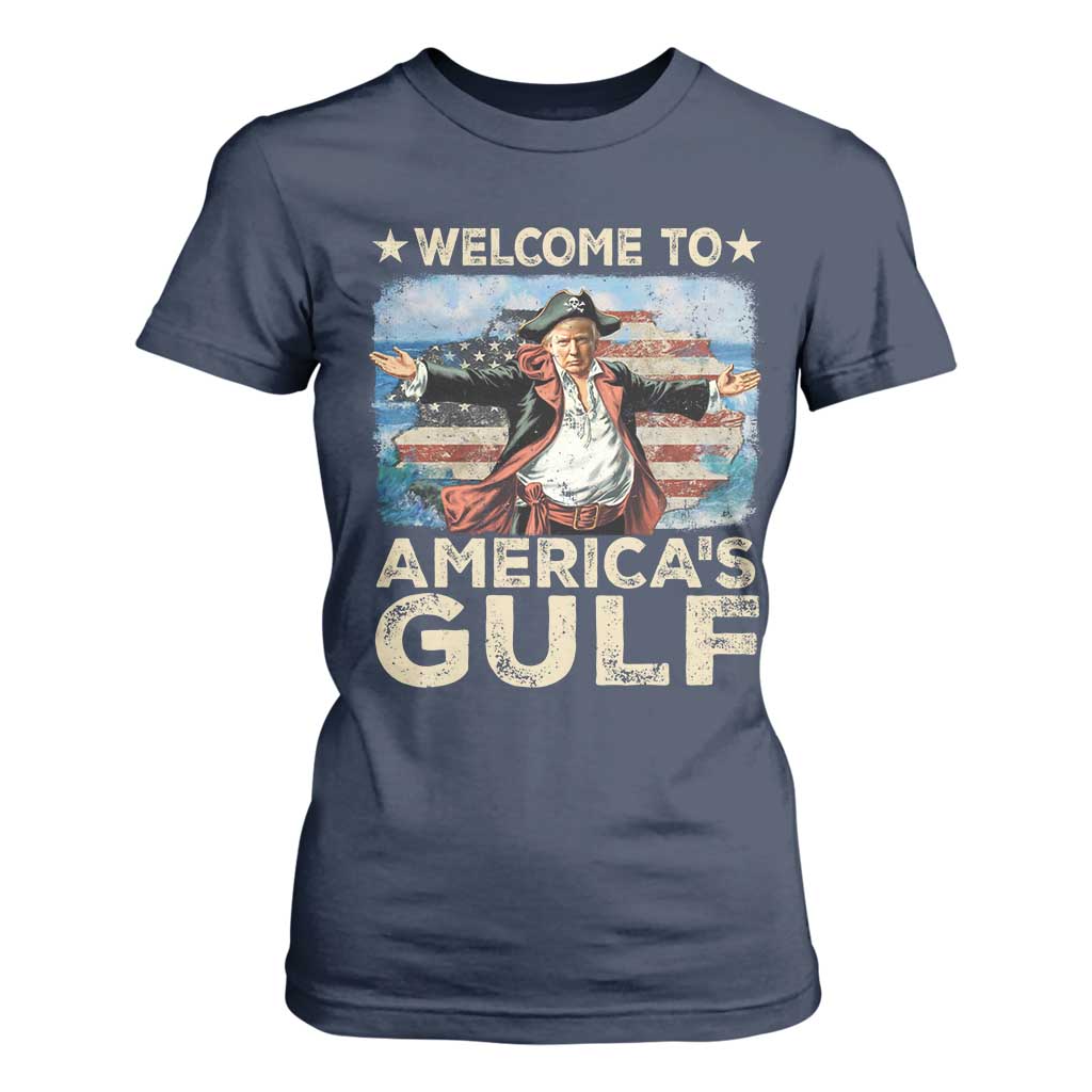 America's Gulf Mexico T Shirt For Women Presdent Trump Pirate TS10 Navy Print Your Wear