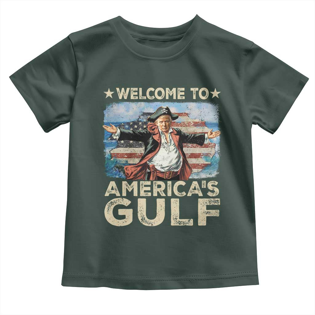 America's Gulf Mexico Toddler T Shirt Presdent Trump Pirate TS10 Dark Forest Green Print Your Wear