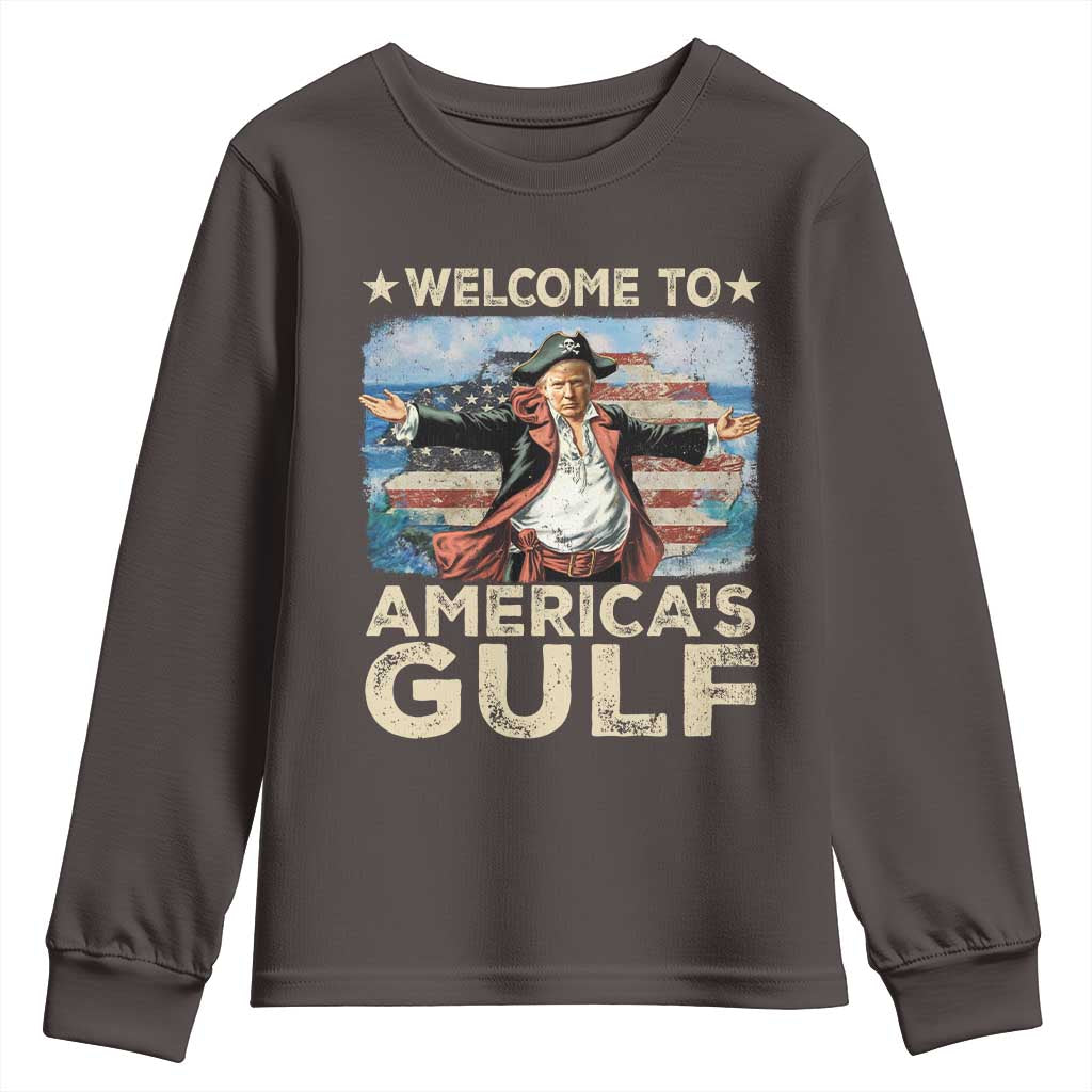 America's Gulf Mexico Youth Sweatshirt Presdent Trump Pirate TS10 Dark Chocolate Print Your Wear