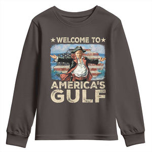 America's Gulf Mexico Youth Sweatshirt Presdent Trump Pirate TS10 Dark Chocolate Print Your Wear