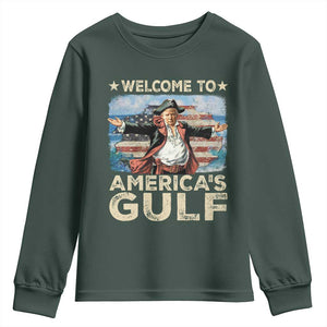 America's Gulf Mexico Youth Sweatshirt Presdent Trump Pirate TS10 Dark Forest Green Print Your Wear