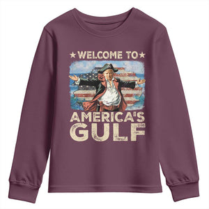 America's Gulf Mexico Youth Sweatshirt Presdent Trump Pirate TS10 Maroon Print Your Wear