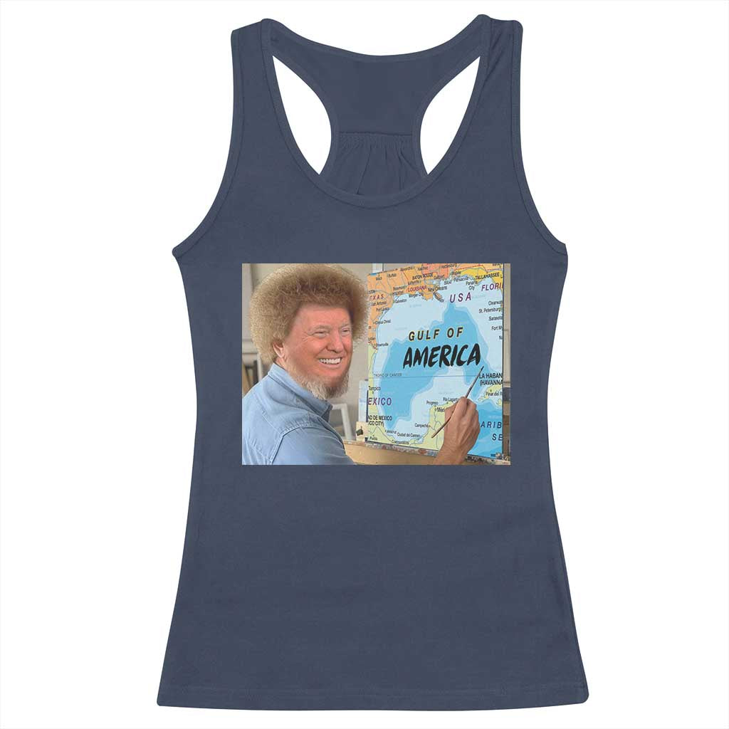 Funny America's Gulf Mexico Racerback Tank Top Presdent Trump TS10 Navy Print Your Wear