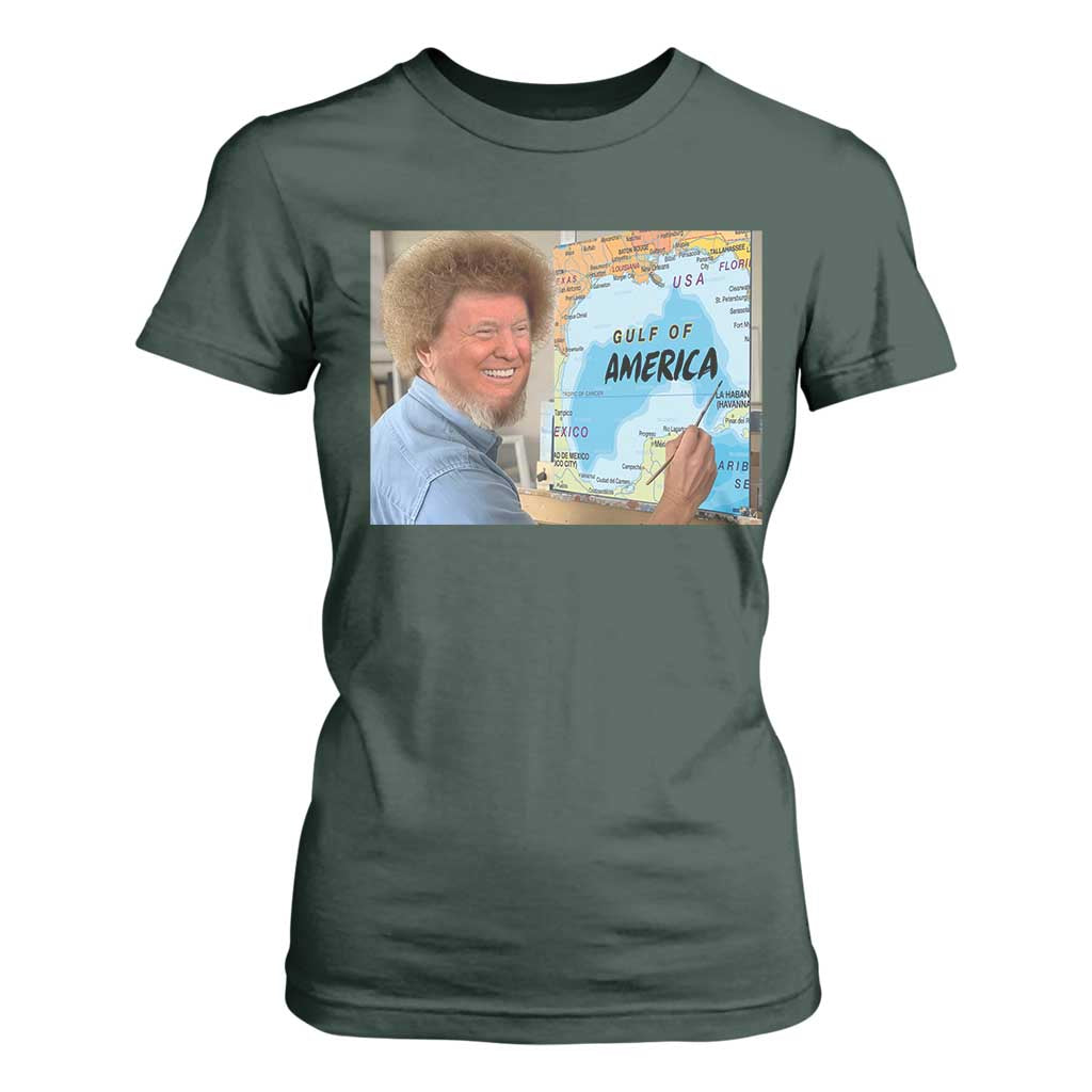 Funny America's Gulf Mexico T Shirt For Women Presdent Trump TS10 Dark Forest Green Print Your Wear