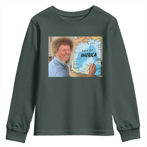 Funny America's Gulf Mexico Youth Sweatshirt Presdent Trump TS10 Dark Forest Green Print Your Wear
