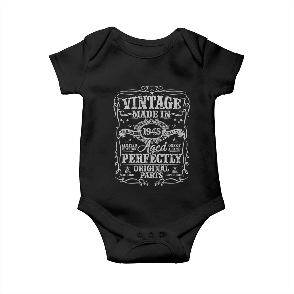 80th Birthday Gift Baby Onesie Vintage Born 1945 Turning 80 Year Old TS10 Black Print Your Wear