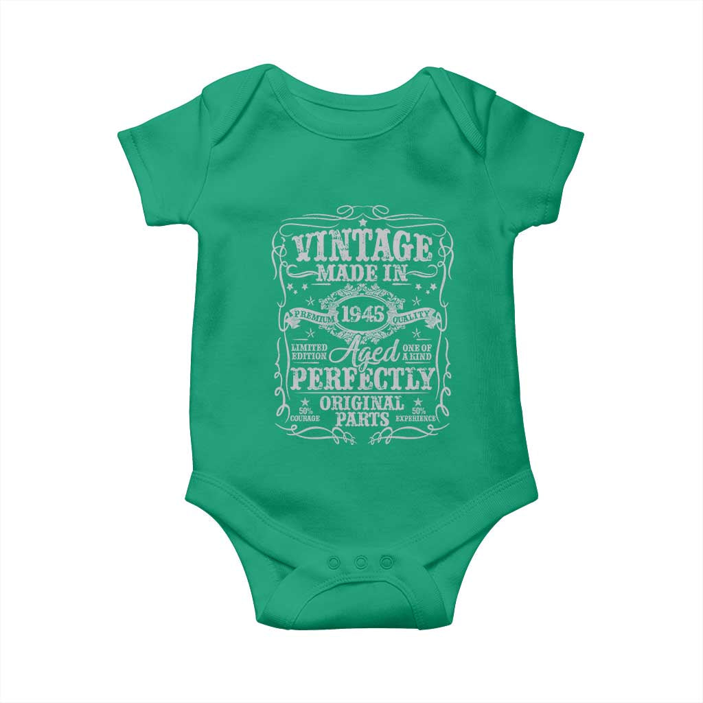 80th Birthday Gift Baby Onesie Vintage Born 1945 Turning 80 Year Old TS10 Irish Green Print Your Wear