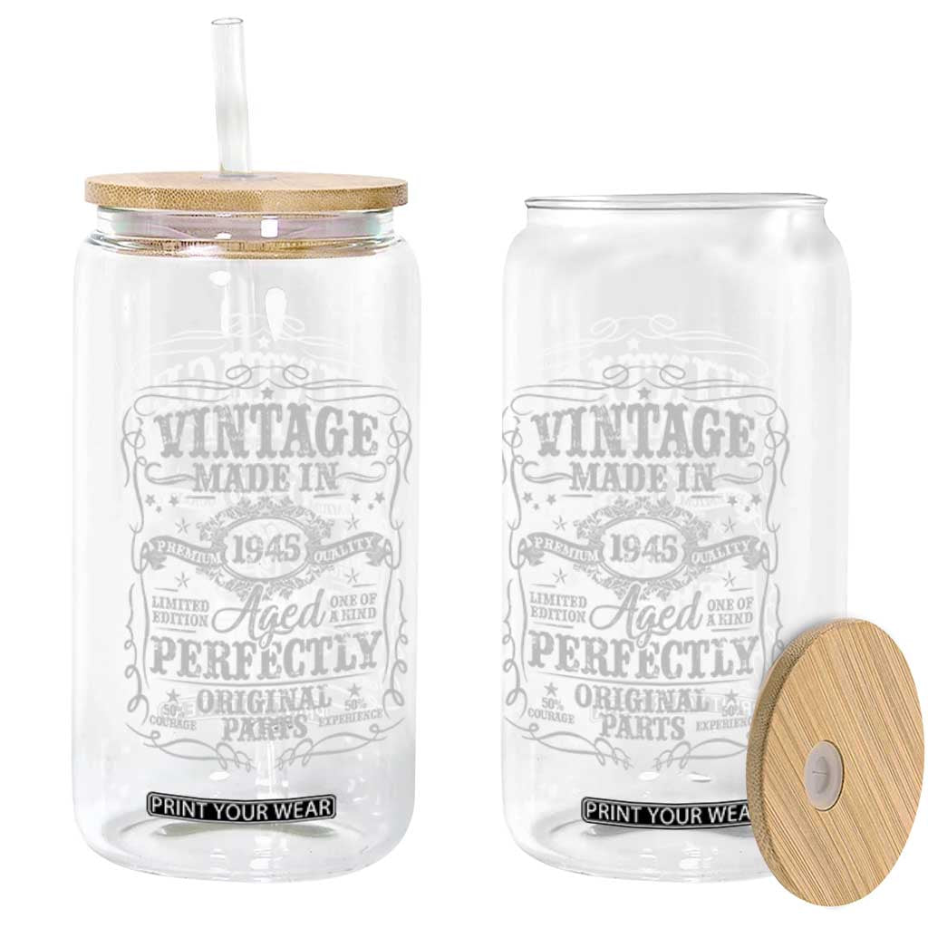80th Birthday Gift Glass Can Vintage Born 1945 Turning 80 Year Old TS10 Print Your Wear