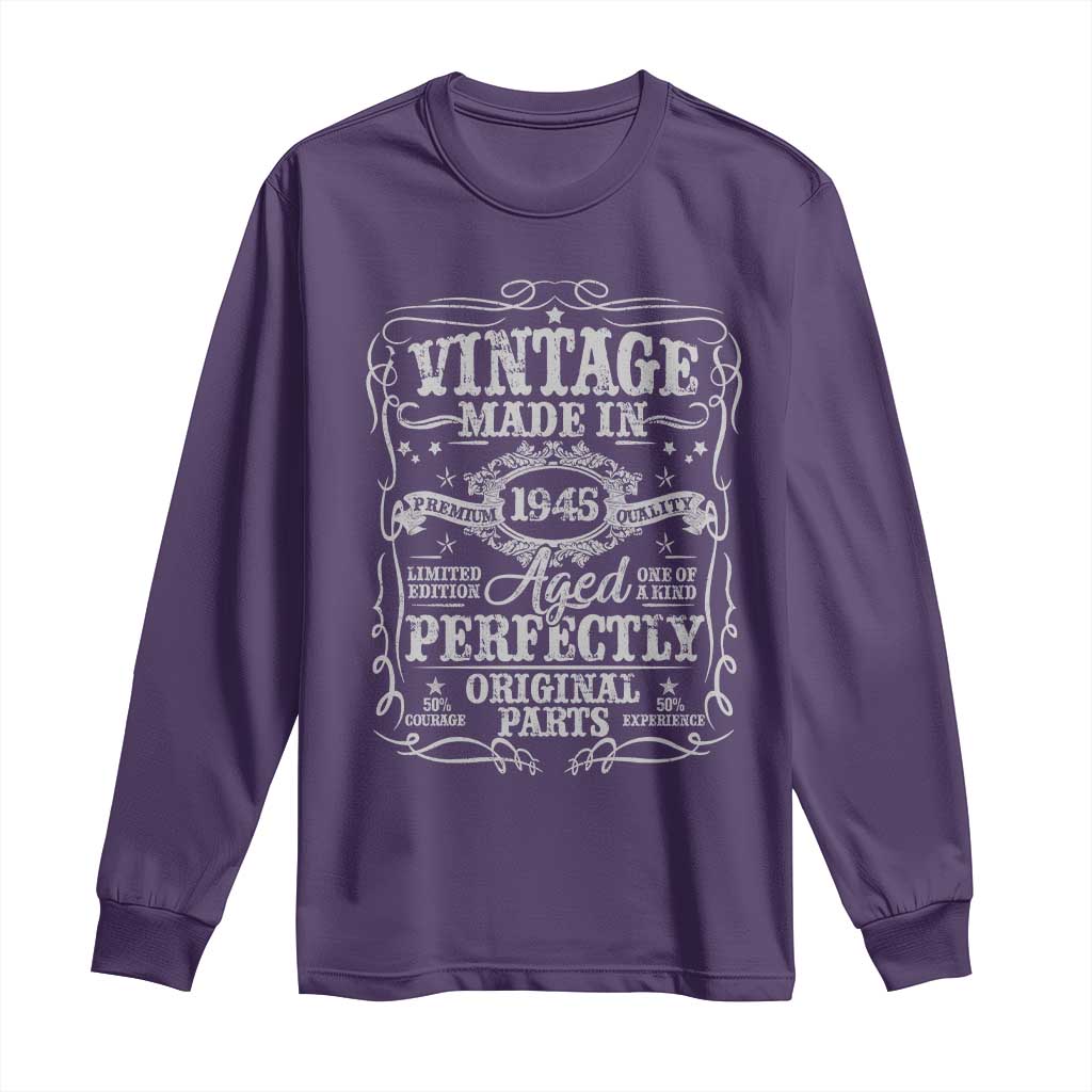 80th Birthday Gift Long Sleeve Shirt Vintage Born 1945 Turning 80 Year Old TS10 Purple Print Your Wear
