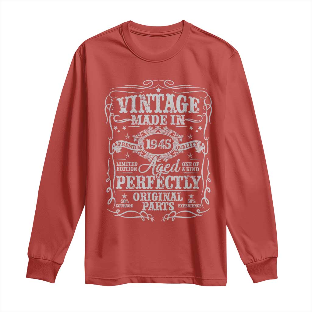 80th Birthday Gift Long Sleeve Shirt Vintage Born 1945 Turning 80 Year Old TS10 Red Print Your Wear