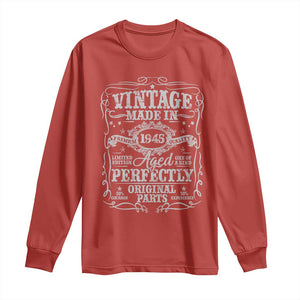 80th Birthday Gift Long Sleeve Shirt Vintage Born 1945 Turning 80 Year Old TS10 Red Print Your Wear