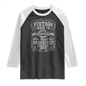 80th Birthday Gift Raglan Shirt Vintage Born 1945 Turning 80 Year Old TS10 Black White Print Your Wear