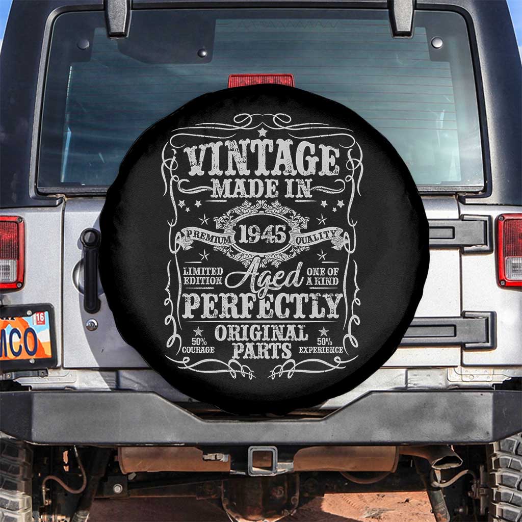 80th Birthday Gift Spare Tire Cover Vintage Born 1945 Turning 80 Year Old TS10 No hole Black Print Your Wear