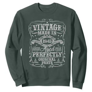 80th Birthday Gift Sweatshirt Vintage Born 1945 Turning 80 Year Old TS10 Dark Forest Green Print Your Wear