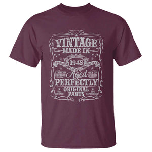 80th Birthday Gift T Shirt Vintage Born 1945 Turning 80 Year Old TS10 Maroon Print Your Wear