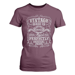 80th Birthday Gift T Shirt For Women Vintage Born 1945 Turning 80 Year Old TS10 Maroon Print Your Wear