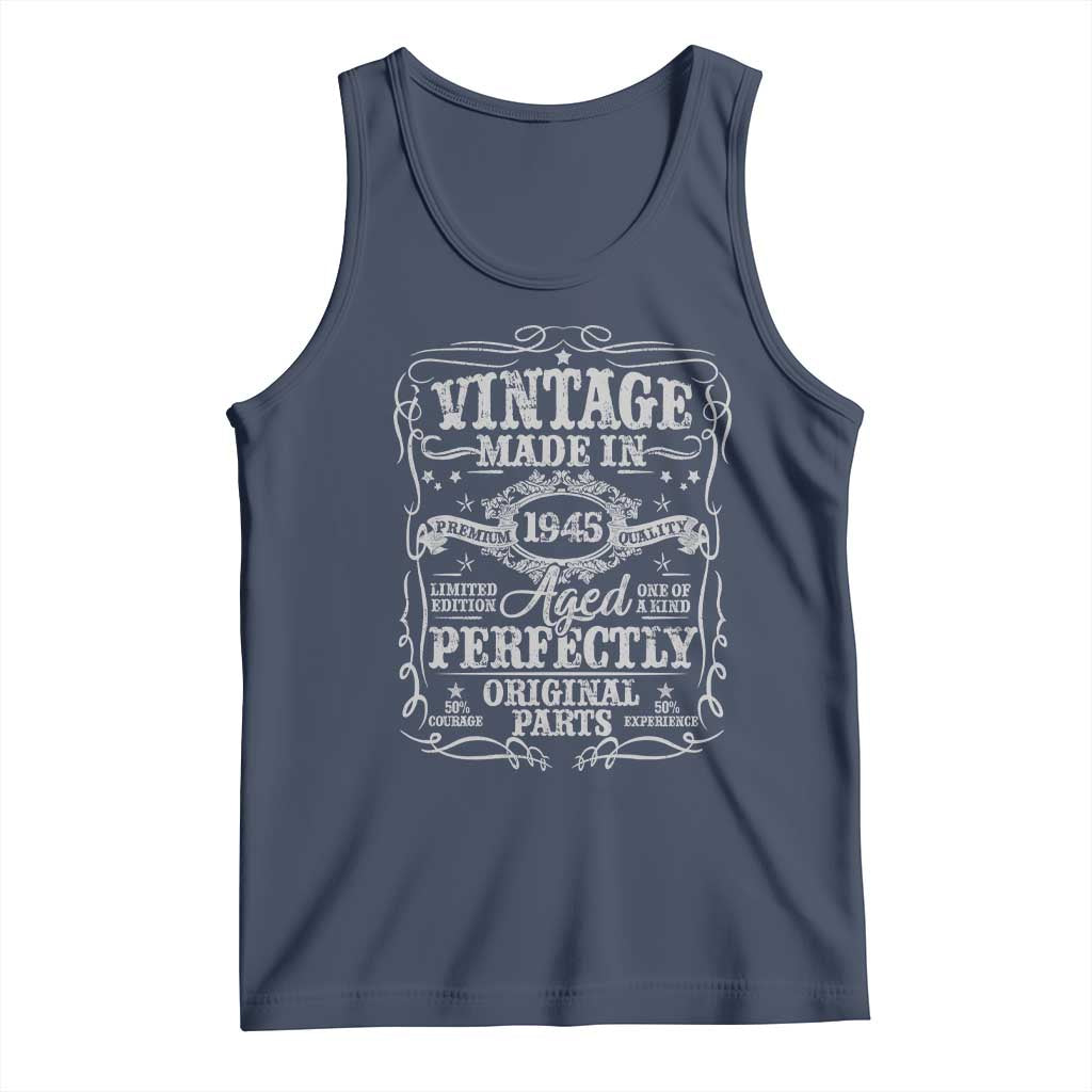 80th Birthday Gift Tank Top Vintage Born 1945 Turning 80 Year Old TS10 Navy Print Your Wear
