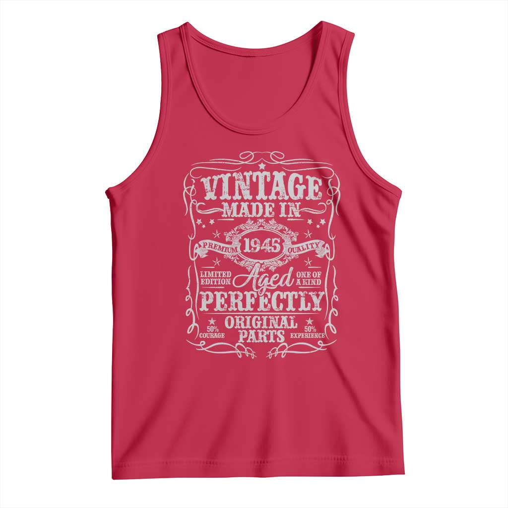 80th Birthday Gift Tank Top Vintage Born 1945 Turning 80 Year Old TS10 Red Print Your Wear