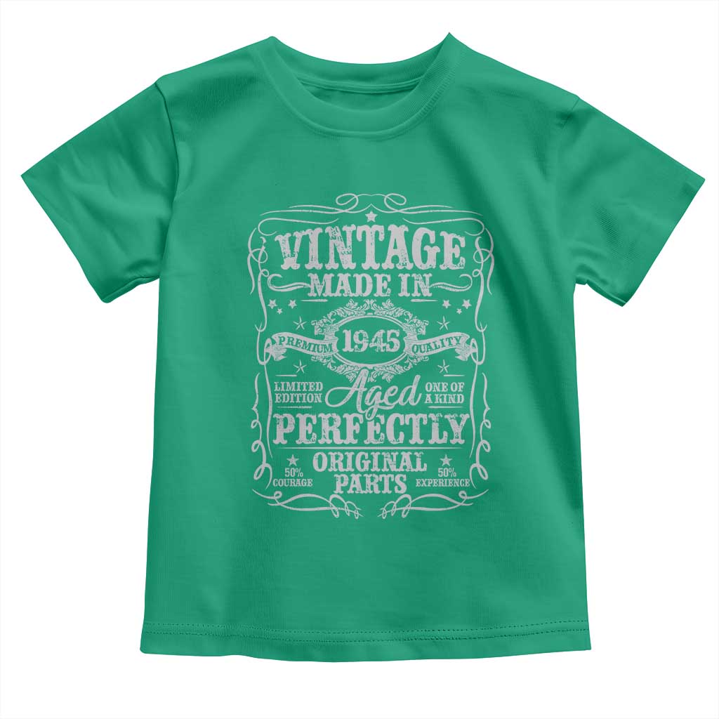 80th Birthday Gift Toddler T Shirt Vintage Born 1945 Turning 80 Year Old TS10 Irish Green Print Your Wear