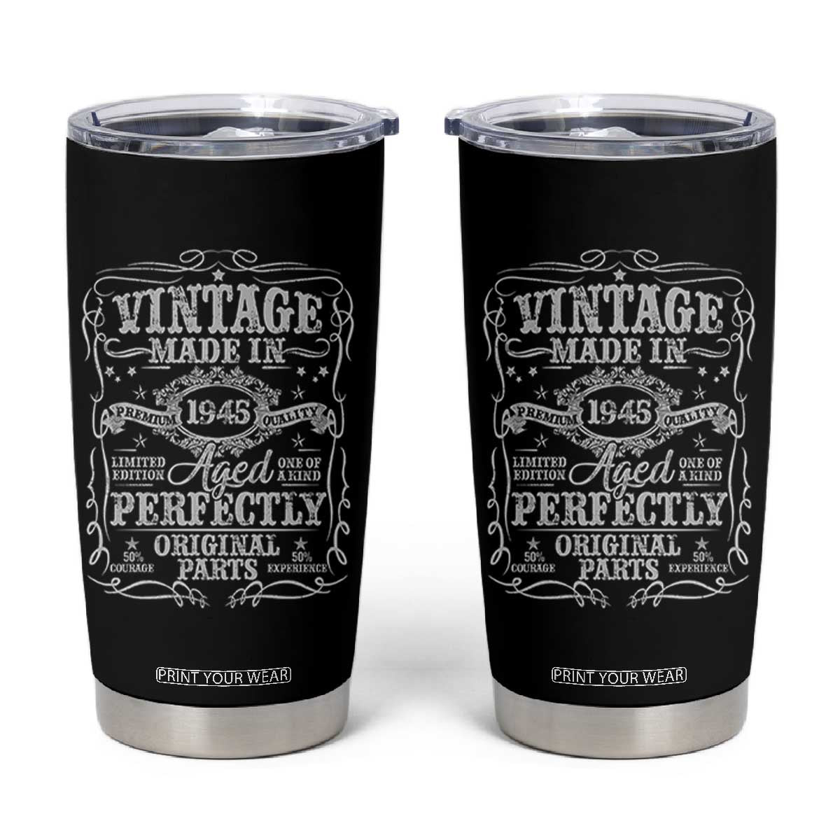 80th Birthday Gift Tumbler Cup Vintage Born 1945 Turning 80 Year Old TS10 Black Print Your Wear