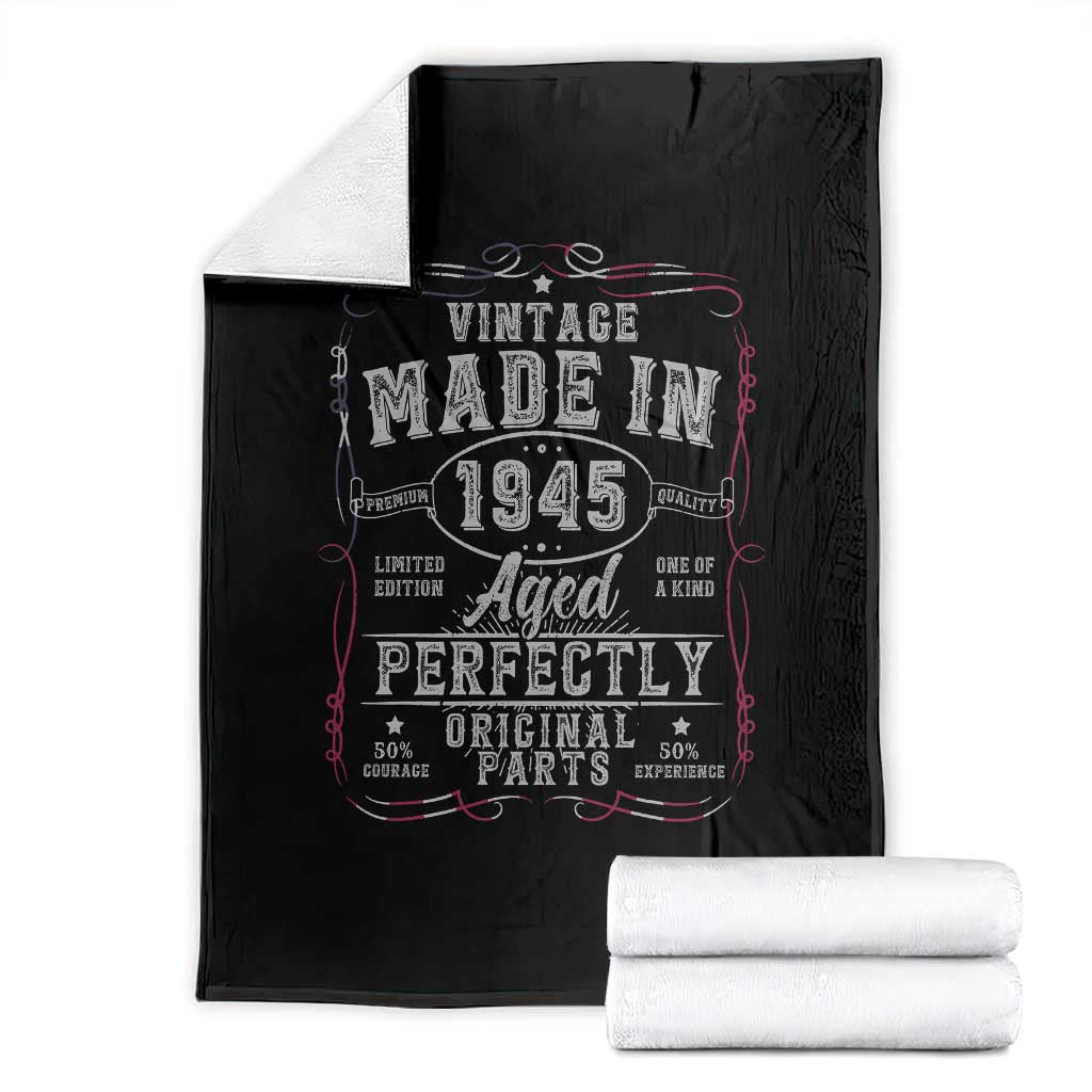 Vintage 1945 Throw Blanket Aged Perfectly 80th Birthday Gift American Flag TS10 Black Print Your Wear