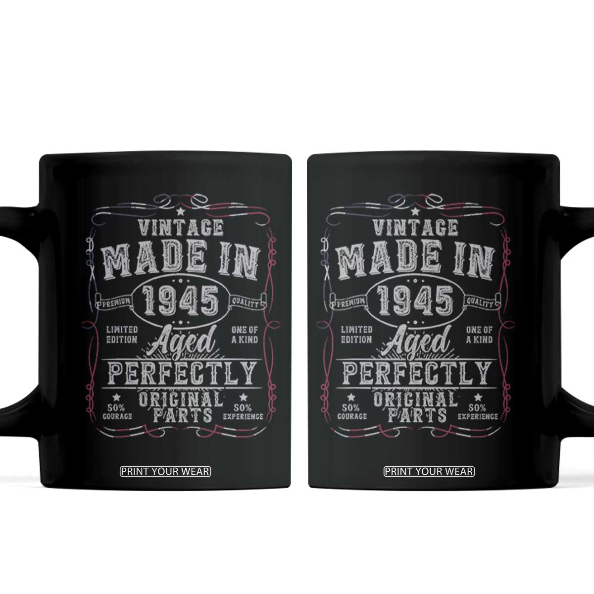 Vintage 1945 Coffee Mug Aged Perfectly 80th Birthday Gift American Flag TS10 Black Print Your Wear