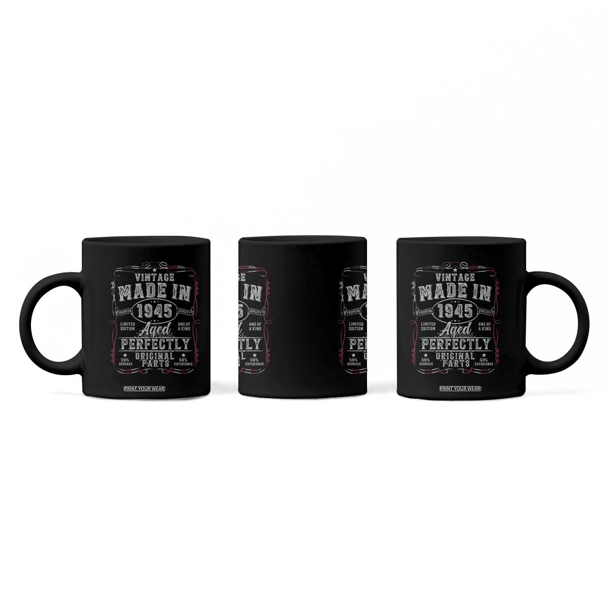 Vintage 1945 Coffee Mug Aged Perfectly 80th Birthday Gift American Flag TS10 Print Your Wear