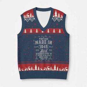 Vintage 1945 V-Neck Knit Sweater Vest Aged Perfectly 80th Birthday Gift American Flag TS10 Navy Red Print Your Wear