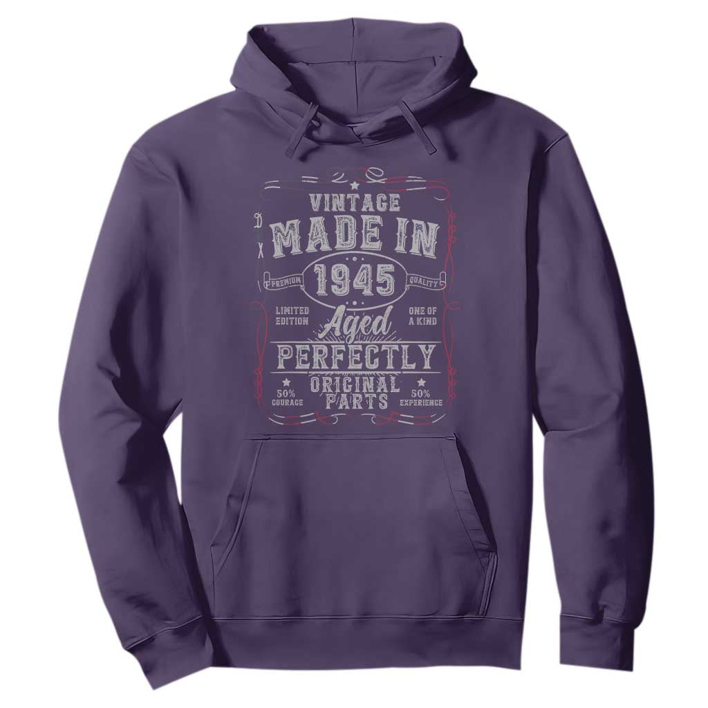 Vintage 1945 Hoodie Aged Perfectly 80th Birthday Gift American Flag TS10 Purple Print Your Wear