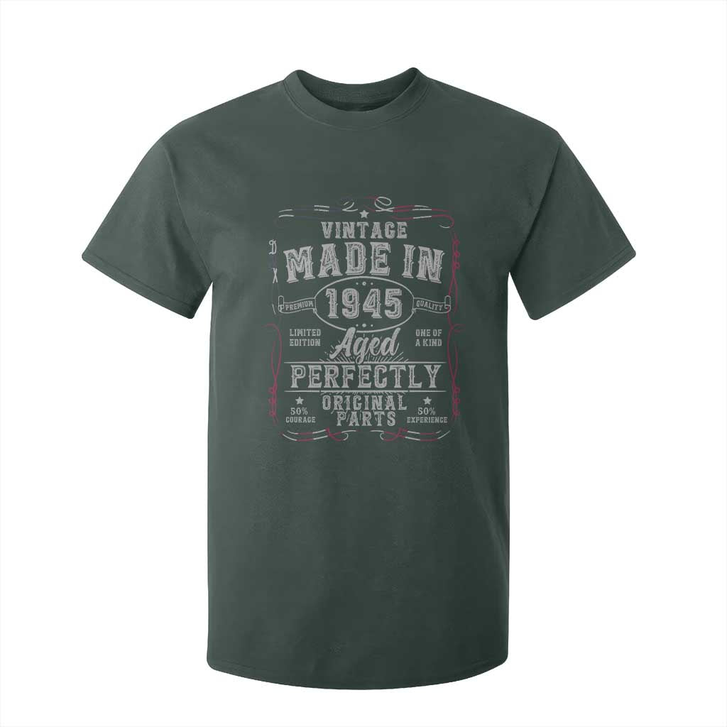Vintage 1945 T Shirt For Kid Aged Perfectly 80th Birthday Gift American Flag TS10 Dark Forest Green Print Your Wear