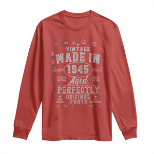 Vintage 1945 Long Sleeve Shirt Aged Perfectly 80th Birthday Gift American Flag TS10 Red Print Your Wear