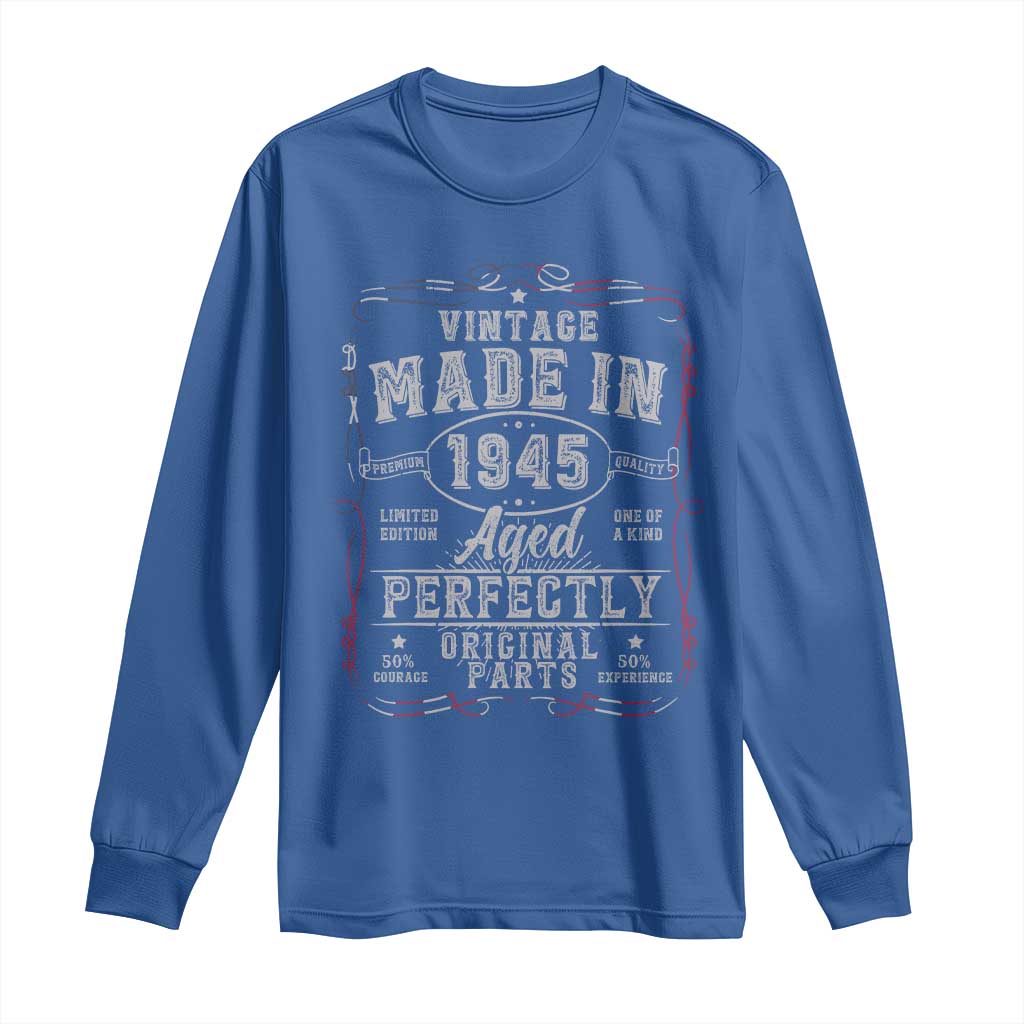 Vintage 1945 Long Sleeve Shirt Aged Perfectly 80th Birthday Gift American Flag TS10 Royal Blue Print Your Wear