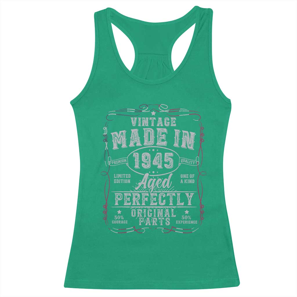 Vintage 1945 Racerback Tank Top Aged Perfectly 80th Birthday Gift American Flag TS10 Irish Green Print Your Wear