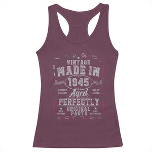 Vintage 1945 Racerback Tank Top Aged Perfectly 80th Birthday Gift American Flag TS10 Maroon Print Your Wear
