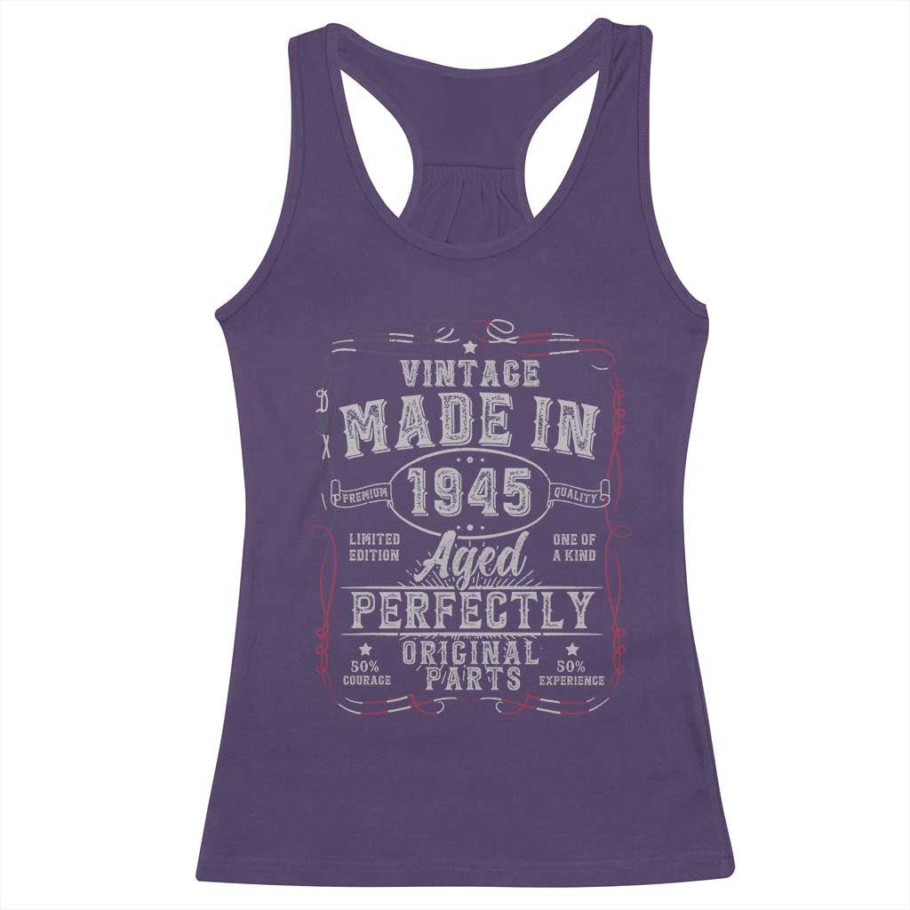 Vintage 1945 Racerback Tank Top Aged Perfectly 80th Birthday Gift American Flag TS10 Purple Print Your Wear