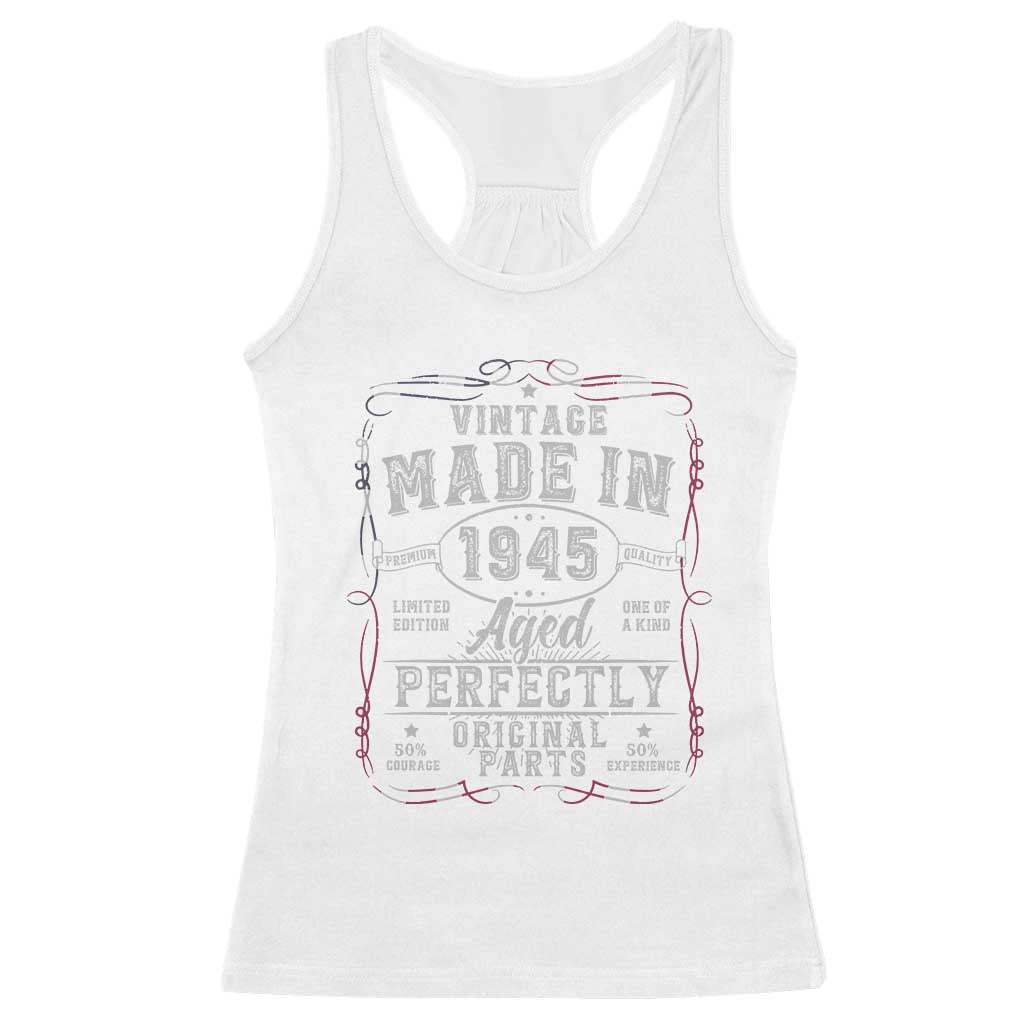 Vintage 1945 Racerback Tank Top Aged Perfectly 80th Birthday Gift American Flag TS10 White Print Your Wear