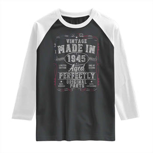 Vintage 1945 Raglan Shirt Aged Perfectly 80th Birthday Gift American Flag TS10 Black White Print Your Wear
