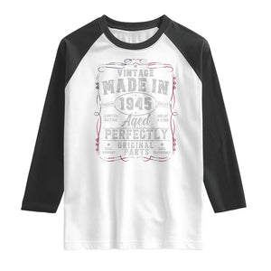 Vintage 1945 Raglan Shirt Aged Perfectly 80th Birthday Gift American Flag TS10 White Black Print Your Wear