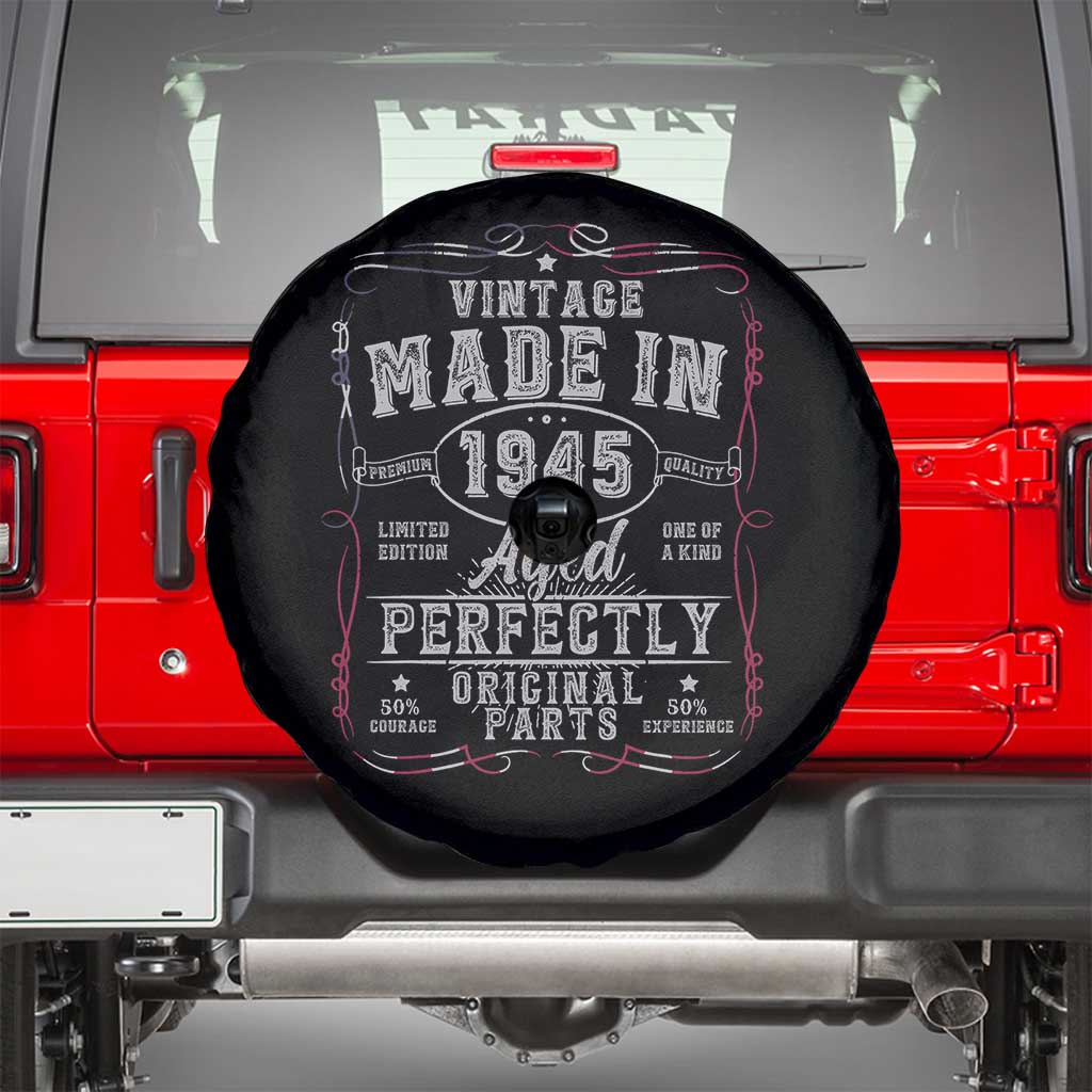 Vintage 1945 Spare Tire Cover Aged Perfectly 80th Birthday Gift American Flag TS10 Black Print Your Wear