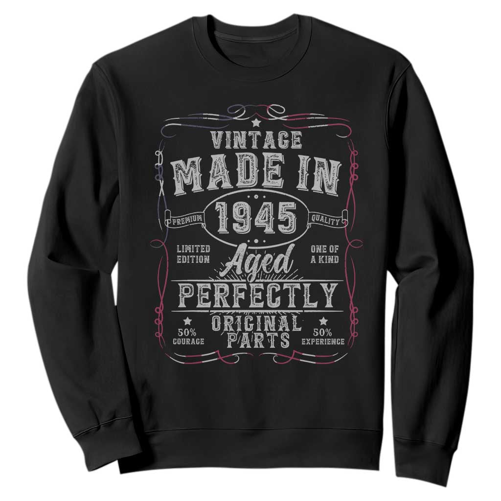 Vintage 1945 Sweatshirt Aged Perfectly 80th Birthday Gift American Flag TS10 Black Print Your Wear