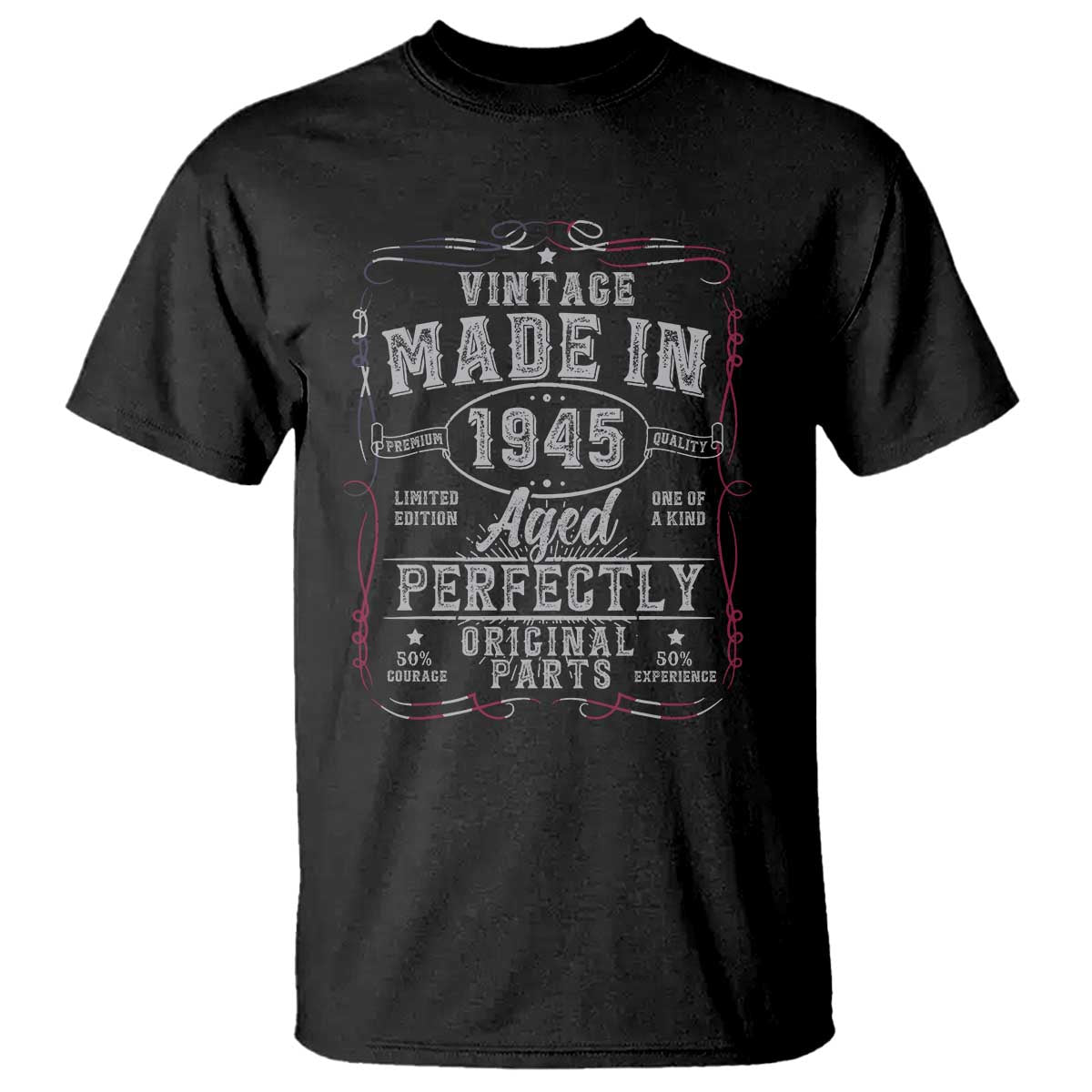 Vintage 1945 T Shirt Aged Perfectly 80th Birthday Gift American Flag TS10 Black Print Your Wear