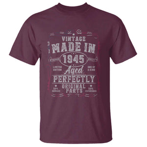 Vintage 1945 T Shirt Aged Perfectly 80th Birthday Gift American Flag TS10 Maroon Print Your Wear