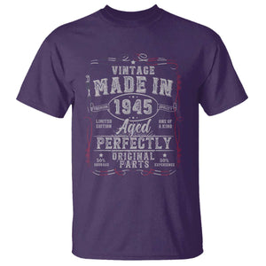 Vintage 1945 T Shirt Aged Perfectly 80th Birthday Gift American Flag TS10 Purple Print Your Wear