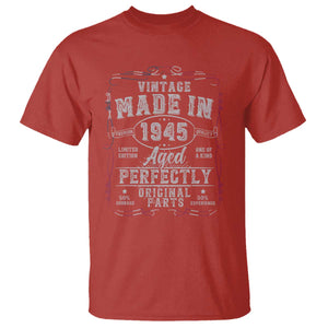 Vintage 1945 T Shirt Aged Perfectly 80th Birthday Gift American Flag TS10 Red Print Your Wear