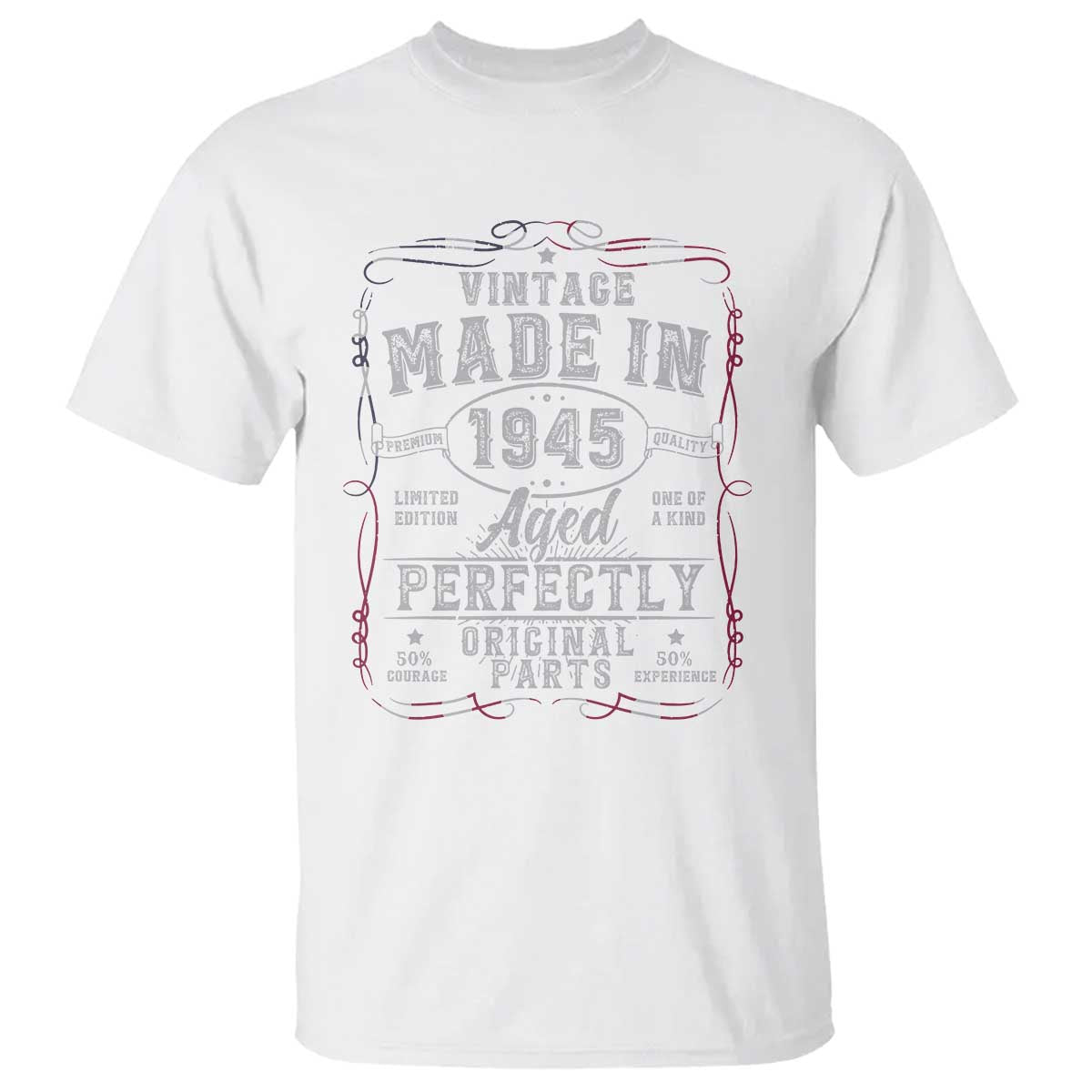 Vintage 1945 T Shirt Aged Perfectly 80th Birthday Gift American Flag TS10 White Print Your Wear