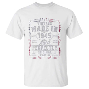 Vintage 1945 T Shirt Aged Perfectly 80th Birthday Gift American Flag TS10 White Print Your Wear
