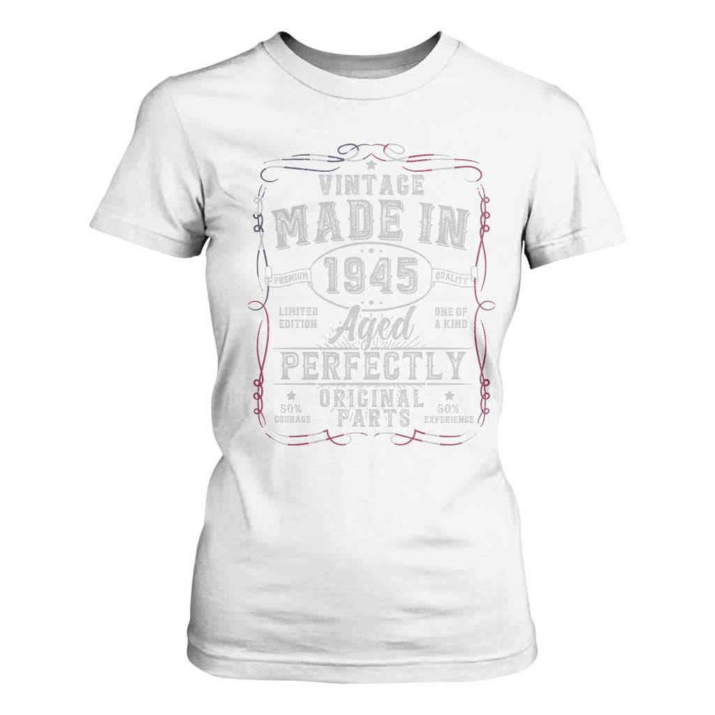 Vintage 1945 T Shirt For Women Aged Perfectly 80th Birthday Gift American Flag TS10 White Print Your Wear